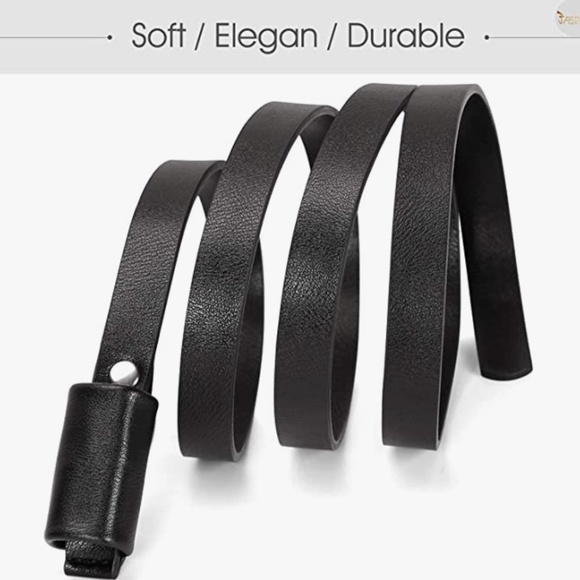 Women PU Leather Skinny Belt for Dress Adjustable Thin Waist Belt for Lady main image 6